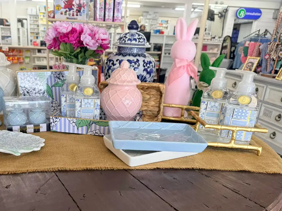 Display of seasonal gifts and home decorations in the City Drugs gift shop