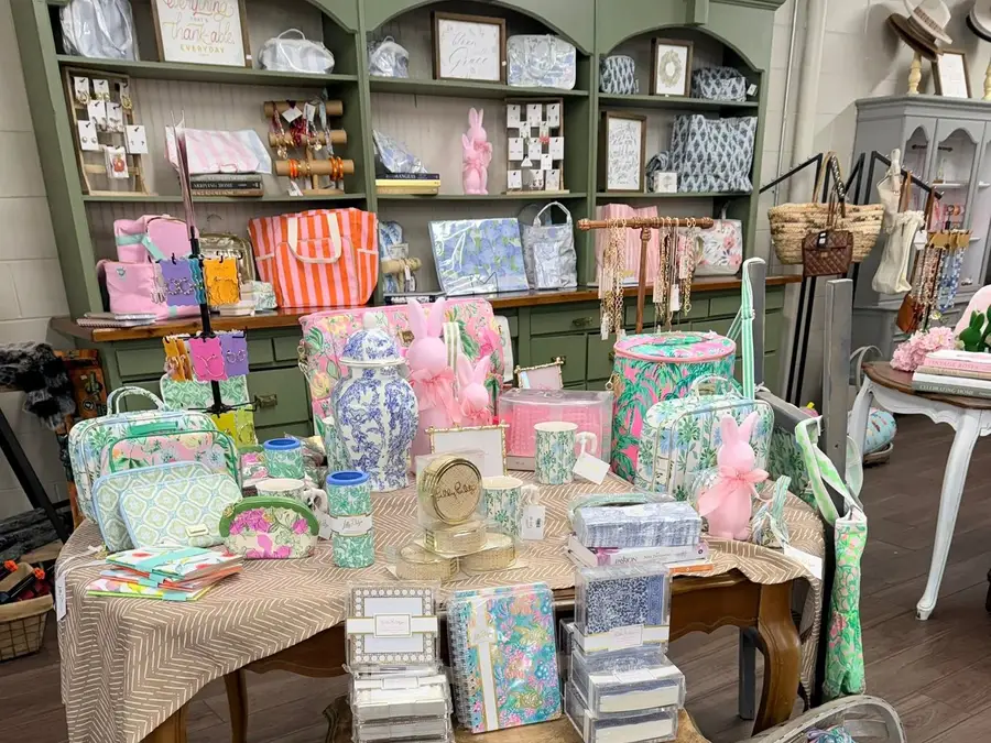 Shelves of candles and keepsakes in the City Drugs gift shop